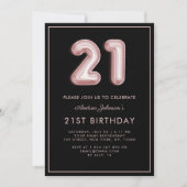 21e minimalistisch Lijst roze ballon nummer Kaart (Voorkant)