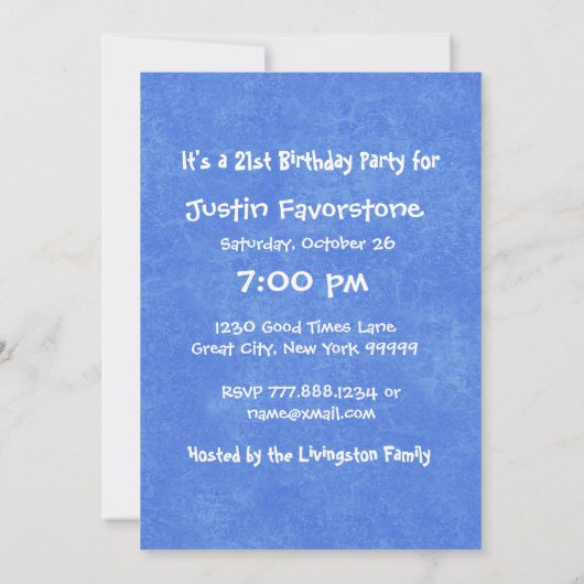 21e moderne Birthday Party Red White Blue W1797D1 Kaart (Achterkant)