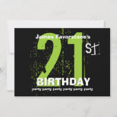 21e moderne verjaardag Groene en Zwarte W1797 Kaart (Voorkant)