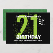 21e moderne verjaardag Groene en Zwarte W1797 Kaart (Voorkant / Achterkant)