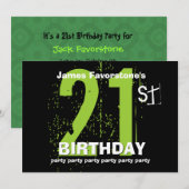 21e moderne verjaardag Groene en Zwarte W1797 Kaart (Voorkant / Achterkant)