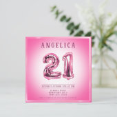 21e nummer ballonnen verjaardag uitnodiging (Staand voorkant)