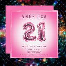 21e nummer ballonnen verjaardag uitnodiging