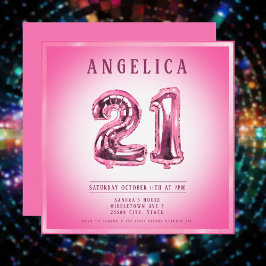 21e nummer ballonnen verjaardag uitnodiging