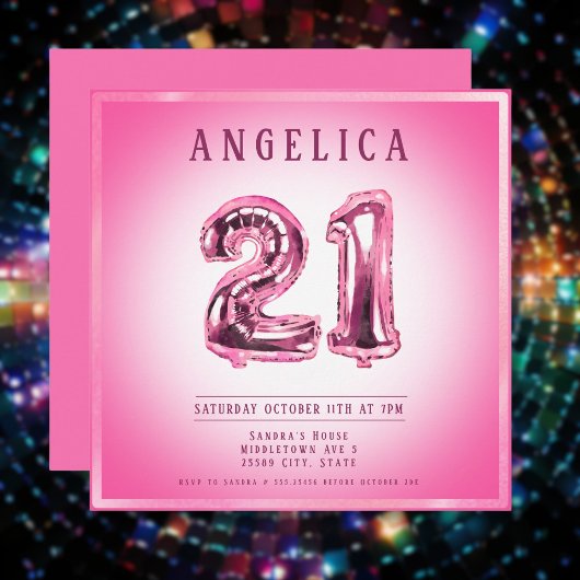 21e nummer ballonnen verjaardag uitnodiging