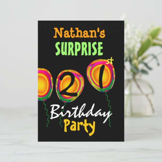 21e OPLEIDING VANDAAG Ballonenuitnodiging Kaart (Staand voorkant)