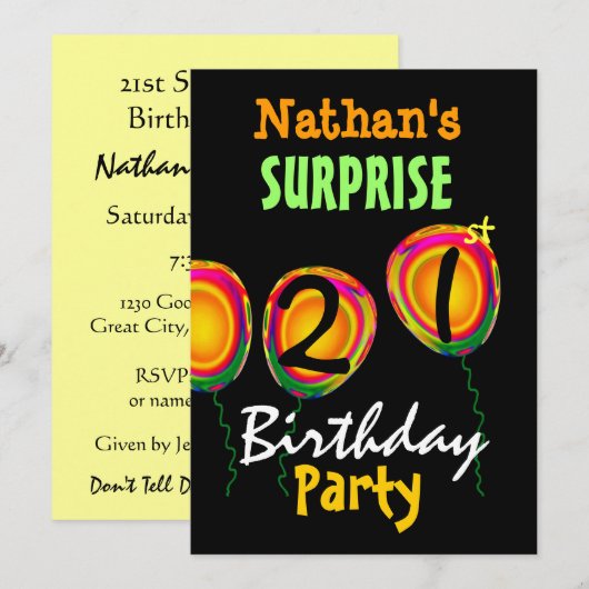 21e OPLEIDING VANDAAG Ballonenuitnodiging Kaart (Voorkant / Achterkant)