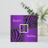 21e paarse uitnodiging voor verjaardagsfeest (Staand voorkant)