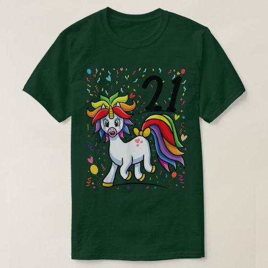 21e partij Bday 21 jaar Unicorn Party 21th Birthd T-shirt (Design voorkant)