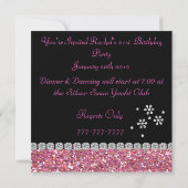 21e PINK Birthday Party Invitation BLING Kaart (Achterkant)
