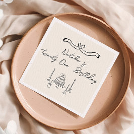 21e retro handgeschreven getekende taart boog verj servet