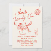 21e Rode Hand Getrokken Cowgirl Coastal Fun Verjaa Kaart (Voorkant)