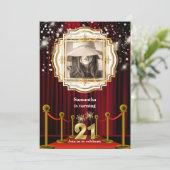 21e rode loper Hollywood VIP gouden bling party Kaart (Staand voorkant)