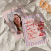 21e Rode Roze Hand getrokken Champagne Foto Verjaa Kaart