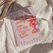 21e Rode Roze Hand getrokken Champagne Foto Verjaa Kaart