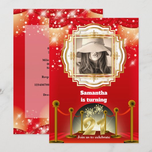 21e roodtapijthollywood VIP gouden fotoparty Kaart (Voorkant / Achterkant)