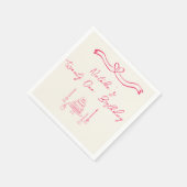 21e Roze Hand Geschreven Getekend Taart Boog Verja Servet (Hoek)