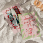 21e Roze Hand Getrokken Kleurrijke Foto Verjaardag Kaart