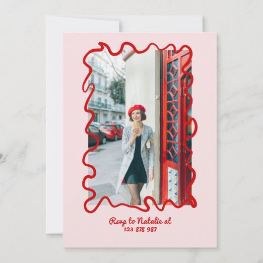 21e Roze Hand Getrokken Kleurrijke Foto Verjaardag Kaart (Achterkant)