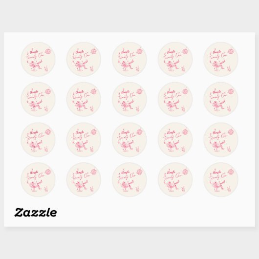 21e Roze Hand Getrokken Kust Koe Meisje Verjaardag Ronde Sticker (Vel)