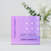 21e roze + Lila funky Stippen Pattern Birthday Inv Kaart (Staand voorkant)