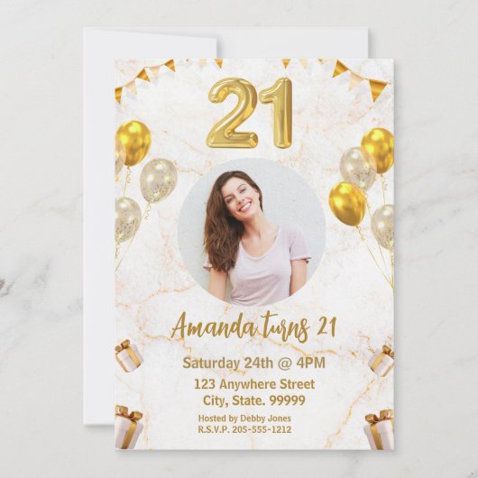 21e Sparkle Gold 21e verjaardag Uitnodiging (Voorkant)