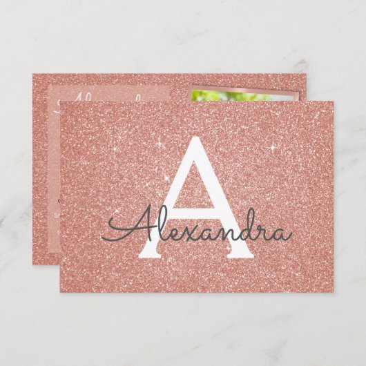21e Sparkle Roos Gold Blush Pink Foto Kaart (Voorkant / Achterkant)