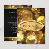 21e speciale gebeurtenis Elegant Black & Gold Bubb Kaart (Voorkant / Achterkant)