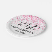 21e sprankelende hete roze glitter verjaardag papieren bordje (Gekanteld)