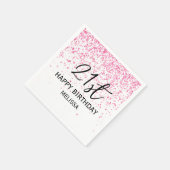 21e sprankelende hete roze glitter verjaardag servet (Hoek)