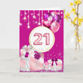 21e string lichten geschenken linten verjaardag kaart (Gele Bloem)