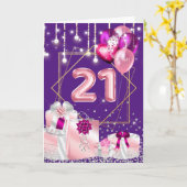 21e string lichten roze gouden geschenken strikken kaart (Gele Bloem)