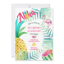 21e tropische ananas verjaardagsuitnodigingen flam