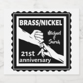 21e trouwdag breekt nikkel traditioneel bier etiket (Enkel label)