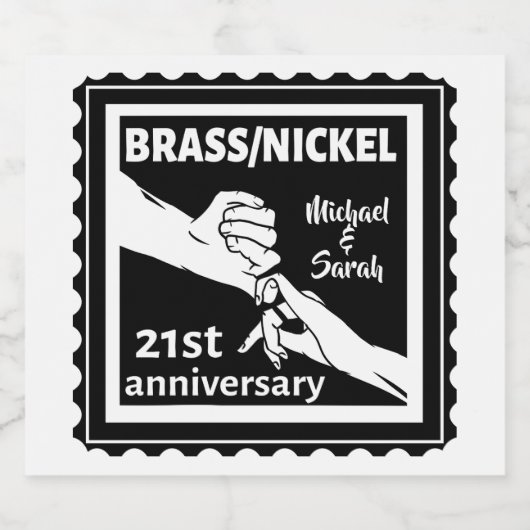 21e trouwdag breekt nikkel traditioneel bier etiket (Enkel label)