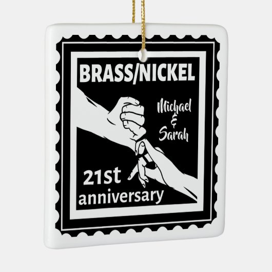 21e trouwdag breekt nikkel traditioneel keramisch ornament (Rechts)