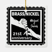 21e trouwdag breekt nikkel traditioneel keramisch ornament (Achterkant)