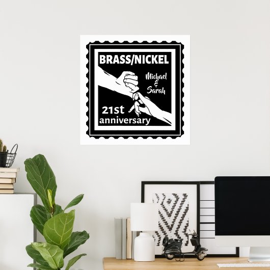 21e trouwdag breekt nikkel traditioneel poster (Thuiskantoor)