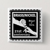 21e trouwdag breekt nikkel traditioneel vierkante button 5,1 cm (Voorkant)