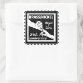 21e trouwdag breekt nikkel traditioneel vierkante sticker (Tas)