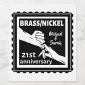 21e trouwdag breekt nikkel traditioneel wijn etiket (Enkel label)