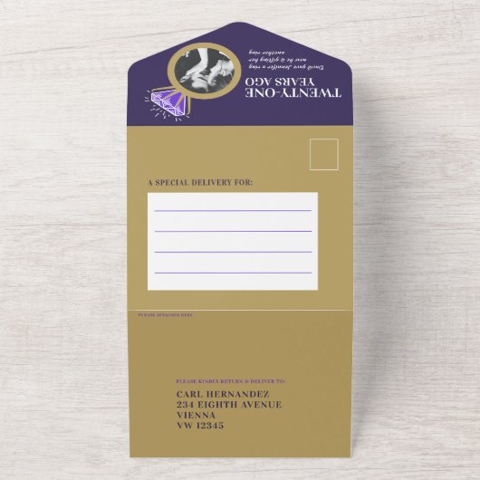 21e trouwdag Ioliet oneindigheidsring All In One Uitnodiging (Buitenkant)