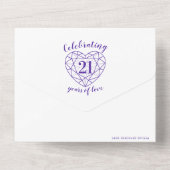 21e trouwdag paarse ioliet RSVP foto All In One Uitnodiging (Achterkant)