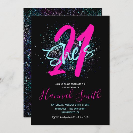 21e uitnodiging | 21ste verjaardag (Voorkant / Achterkant)