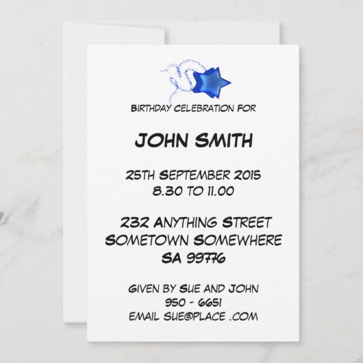 21e uitnodiging met disco-bal en regenboogsterren (Achterkant)