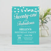 21e uitnodiging van Birthday Aqua Turquoise Fabulo (Staand voorkant)