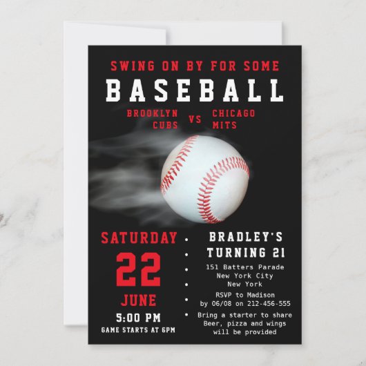 21e uitnodiging van de Baseball Sportpartij (Voorkant)