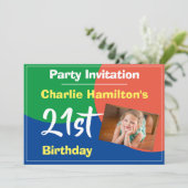 21e uitnodiging van de Birthday met foto (Staand voorkant)