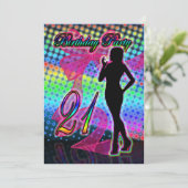 21e uitnodiging van de Birthday Party, Neon met Vr (Staand voorkant)