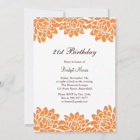 21e uitnodiging van de moderne en Florale partij (Voorkant)